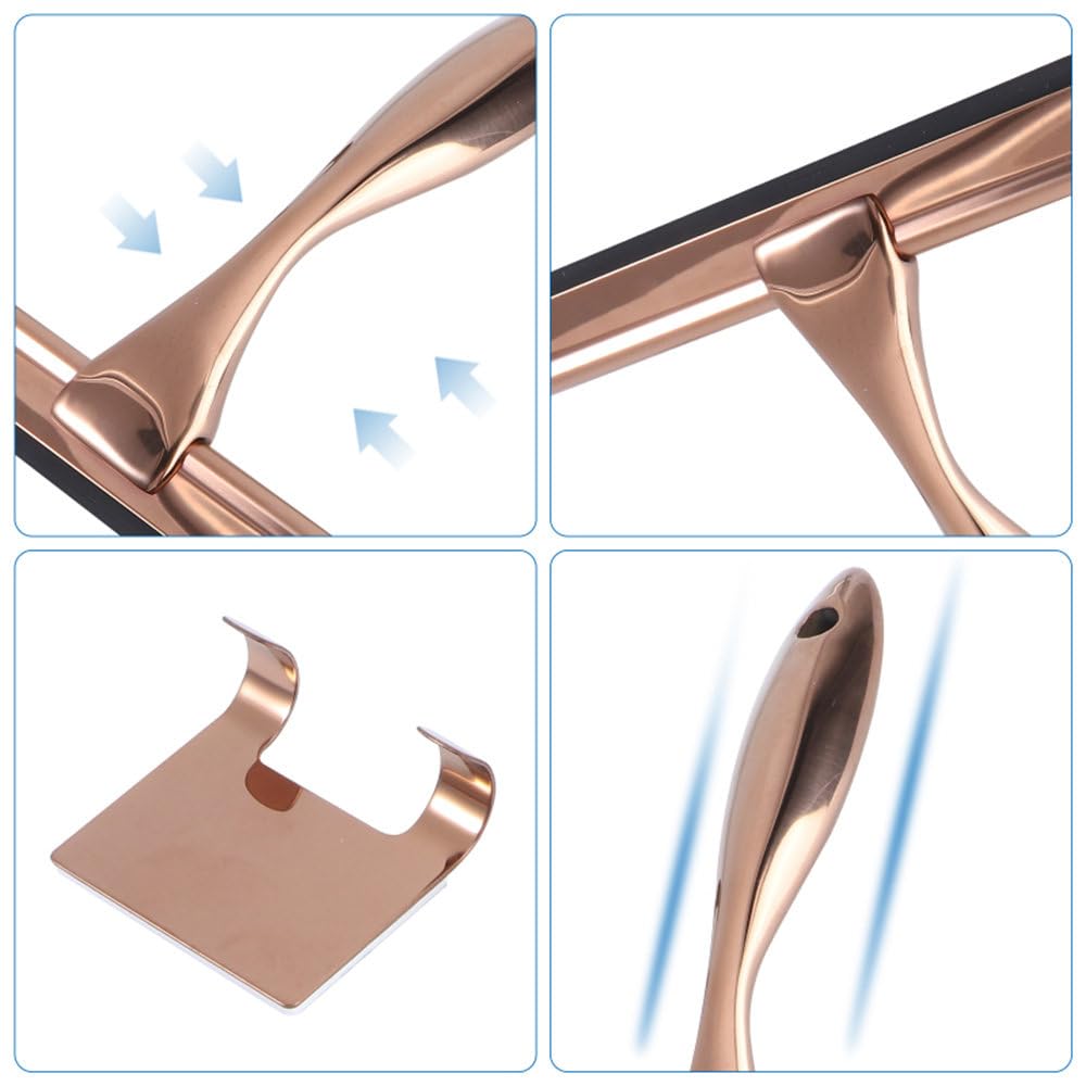 Raspador de Ventanas de Acero Inoxidable, limpiacristales de Silicona para el hogar, baño, espátula, Limpiador de Espejos para Coche, limpiacristales de 10 Pulgadas, Oro Rosa, 10 Pulgadas