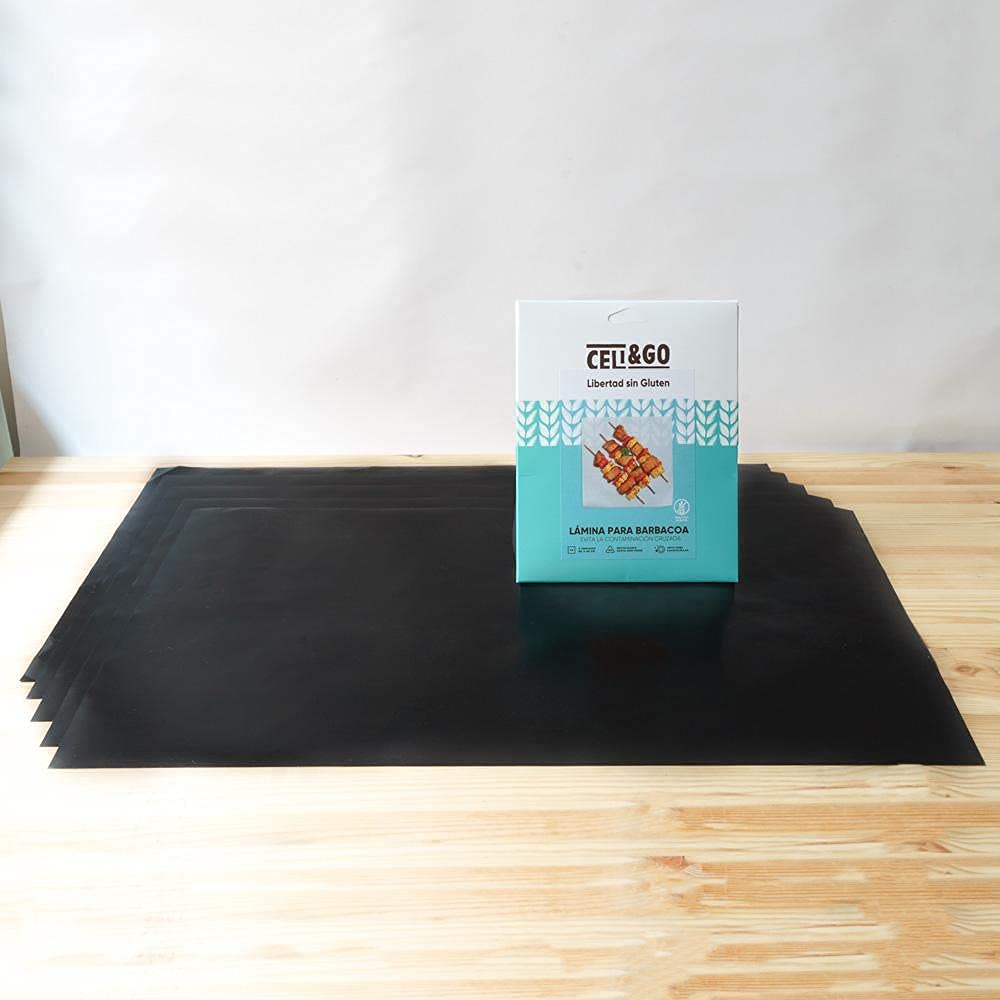 CELI&GO Foglio per BBQ - Confezione da 4 fogli per grill riutilizzabili, lavabili, antiaderenti, privi di PFOA, evita la contaminazione incrociata, dimensioni foglio 60 x 40 cm