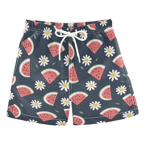 ALAZA Watermelon Daisy Flower Floral Boys' Swim Trunks Beach Shorts Quick Dry Swimsuit 4T