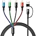 Produktbild YTLUSN 6 in 1 Multi USB Kabel 3A/1.8M, Schnell Ladekabel Datensync Nylon Mehrfach Universal Ladekabel mit 2*Lightning Micro USB Typ C Kabel für iPhone16 15 14/Android/Galaxy/Carplay