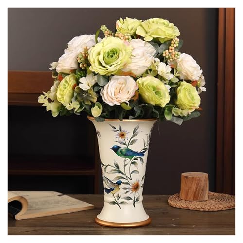 Florero decorativo, moderno jarrón de cerámica para decoración del hogar, centro de mesa de porcelana de estilo rústico para mesa de comedor