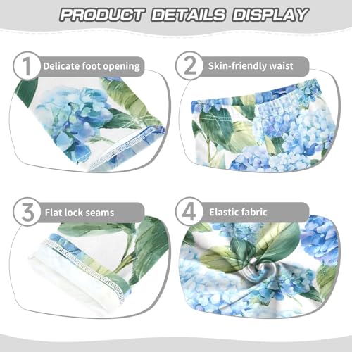 ALAZA Girls' Leggings Children's Yoga Pants Skinny Printed Dance Hydrangea Blue Flowers Comfortable 4T2