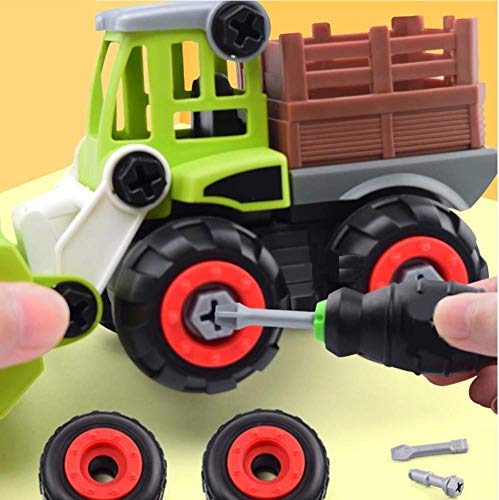 Image of Unbreakable Construction Engineering Truck Friction Powered 3 in 1 Farm Truck Toys for Kids Boys Girls Pull Back Vehicle Assembly Toy (Multicolor)