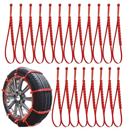 40er Set Schneeketten für Auto, Universal Anti-Rutsch Reifen-Kabelbinder, Notfall Anfahrhilfe für Schnee & Matsch, Verstellbare Schneeketten-Gurte für PKW, SUV & LKW - Einfache Montage ohne Wagenheber