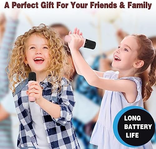 Ankuka Karaoke Toys for Kids & Adults with 2 Microphones, Portable Karaoke Machine with LED Light and Voice Changing Effects, Gifts for Age 3-18 Kids Boys Girls Families Birthday Party (Pink)