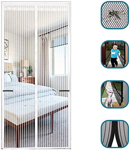 MODKOY Mosquitero Puertas corredera 170x270cm, Adsorción magnética Plegable, Circulacion de Aire Cortina Ultrafina Mantiene Mosquitos Fuera, FáCil De Instalar, para Puertas Pasillos, Blanco