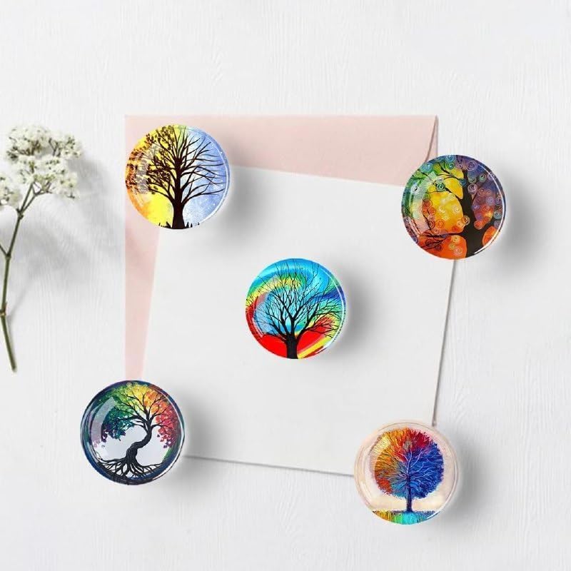 Image of Fridge Magnets Marble Texture Crystal Refrigerator Glass Magnet Decorative Fridge Strong Small Cute Colorful Magnet for Kitchen Office Whiteboards Cabinets Photos Party (Tree Design 4)