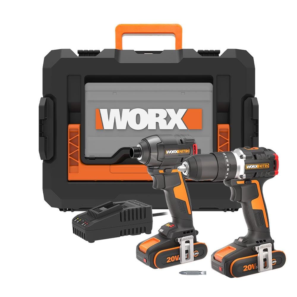 Worx WX925 20Volt/2.0Ah Li-ion Çift Akülü Kömürsüz Profesyonel Şarjlı Darbeli Matkap + WX265…