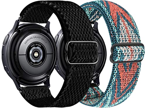 Elastic Bands for Galaxy Watch 7/6/5/4 Bands 44mm 40mm/5 Pro Strap 45mm, Samsung Galaxy Watch 6/4 Classic Band 43mm 42mm 46mm 47mm/Active 2/3 41mm Women Men, 20mm Stretch Nylon Wristband - image 1