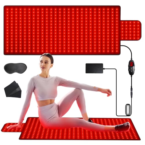 42 x 16 Rotlichtmatte für den Körper 420 LEDs Infrarot Lichtpad mit Zwei Wellenlängen (660 nm & 850 nm) für Rücken Schultern und Bauch Hochwertiges Leder 9 Timer und 5 Helligkeitsstufen 3 Modi