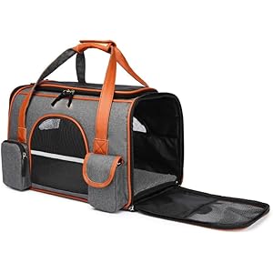 Lucario Cat Transport Bag,with Mattress Reflective Strip 5-Sided Breathable Mesh Cat Transport Box Cat Transport Bag & Dog Box 2 Sides Breathable Backpacks for Cats, Puppies Small Dogs (LC-01)