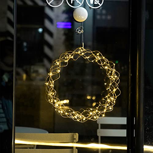 Edinber LED Lichterkranz Curly Runde Fensterlicht Tür Glas Hängeleuchte Batterie Lichterkette für Hausgarten Fenster Hochzeit Party Weihnachtsdekoration