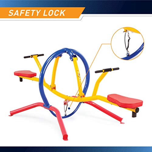 Image of Gym Dandy Kids Pendulum Teeter Totter Seesaw, Outdoor Backyard Playground Ride On Toy with Padded Grip Handles & 2 Seats, Powder Coated Steel Frame TT-320