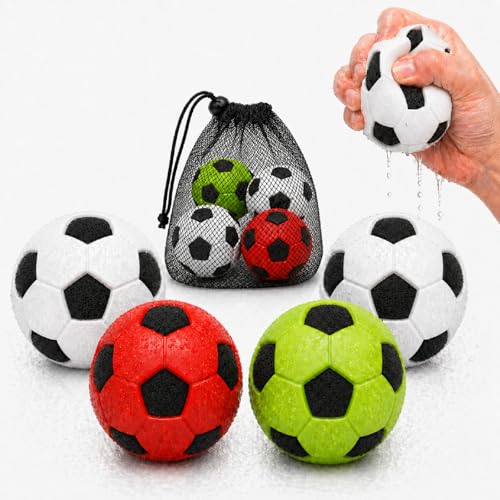 JICUICUI Reusable Water Balls 4 Pack, Reusable Soccer Water Balls, Summer Beach and Pool Toys, Outdoor Toys Splash Balls for Kids Ages 4-8, 8-12 and Adults Boys and Girls