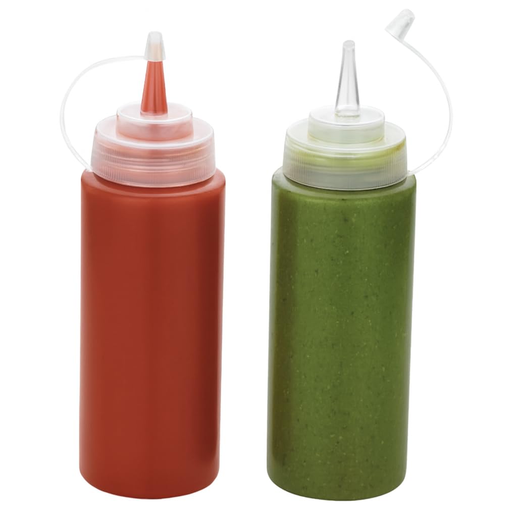 Plastic Squeeze Bottle Ketchup Mustard Honey Oil Sauce Dispenser Bottle, White, 500ML(2 Pcs)-image-6