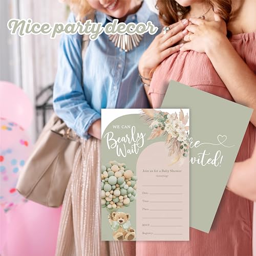 Invitaciones de baby shower de oso floral para compartir la dulce espera en familia 4
