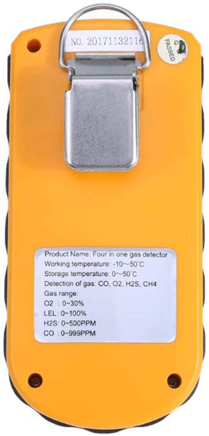 WJJ Detector de Gas Detector de Fugas de Gas-4 en 1 Oxygen O2 H2S Monóxido de Carbono CO Analizador de Gas inflamable Monitor Advertir
