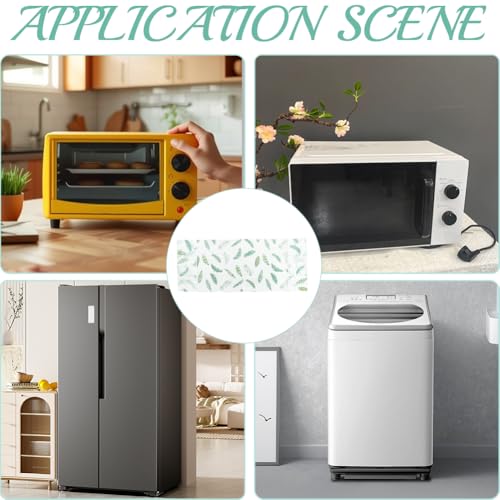Image of CREATCABIN Refrigerator Dust Cloth PVEA Washing Machine Waterproof Cover Dustproof Fridge Top Cover Multi-Purpose with Side Storage Pockets for Kitchen Appliance Protector Feather 75 x 24 Inch