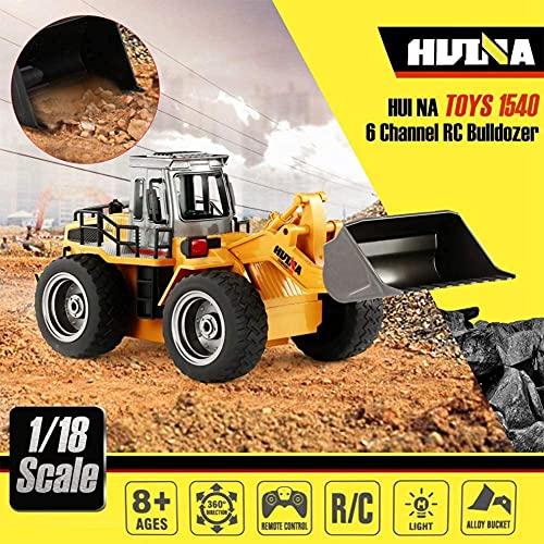 Remote Control Bulldozer Toy Truck, 1/18 Scale RC Metal Rc Front Loader 4WD Construction Vehicles for Boys Girls Kids with Rechargeable Two Battery 6+Year - Image 5