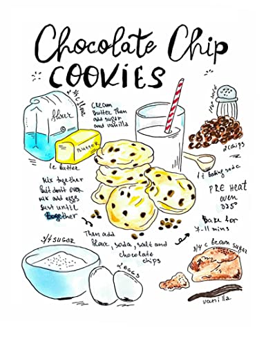 Sylvana Workshop - Food Posters And Prints Wall Art, Unframed(12"X16" Wall Decor), Kitchen Bar Themed Kitchen Home, Office Apartment Wall Decor Home Bar Accessories, Bar Cart Decor Poster… (Chocolate Chip Cookie) #TOP5