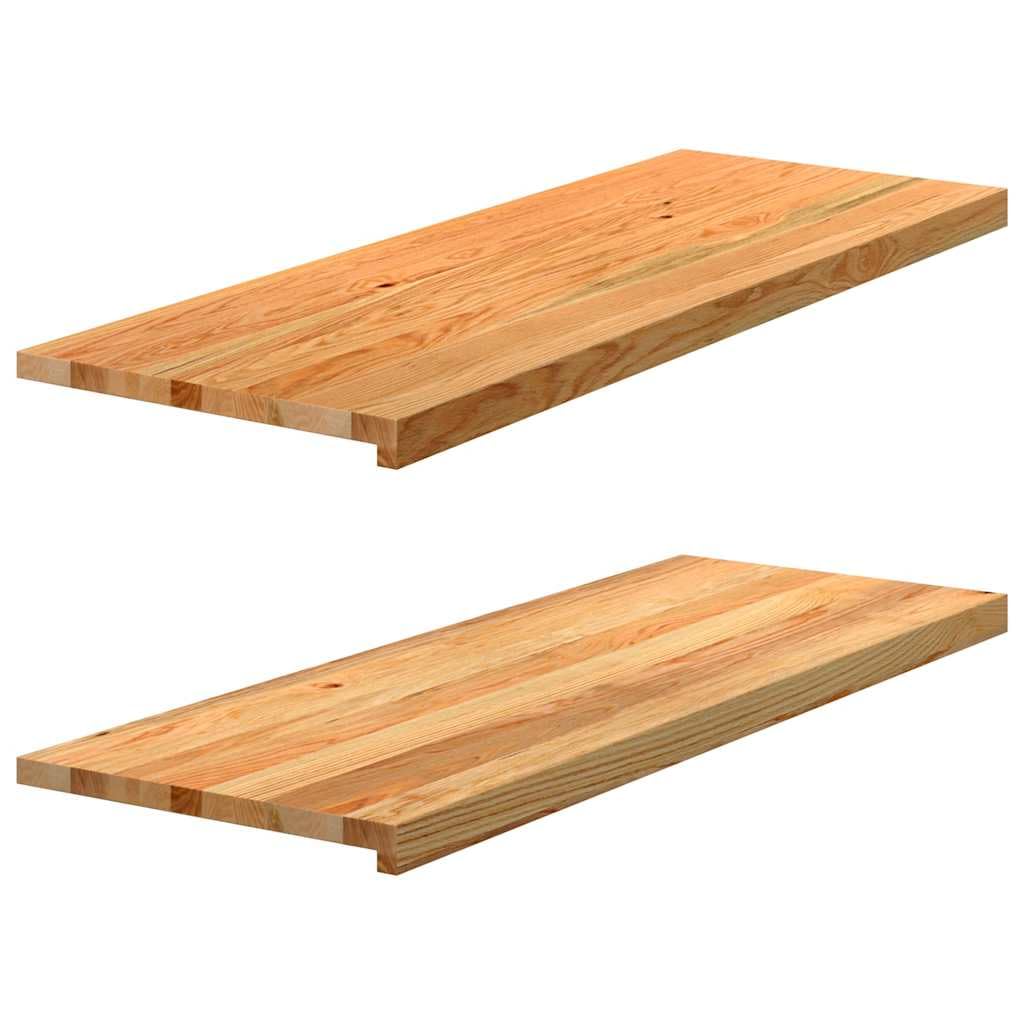 vidaXL Solid Oak Wooden Window Sills - 2pcs Light Brown Unfinished - Natural Look Windowsill Board - Customizable, Display, Easy Clean - 110x40x2 cm