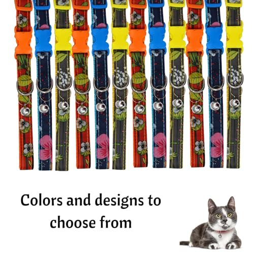 Image of Emily Pets Cat Collars with Bells Breakaway Kitten Collar and Adjustable 5.1-7in Cute Kitty Collar for Girl Boy Cats,Pet Gifts Accessories Supplies Stuff (Color May Vary)