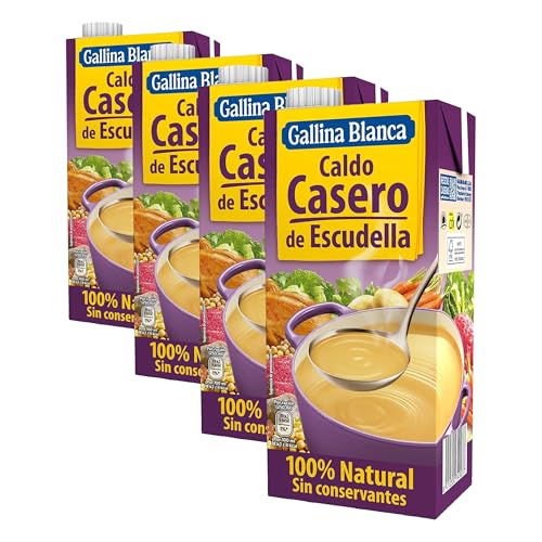Gallina Blanca Caldo Casero de Escudella, 100% Natural, 1L (Paquete de 4)
