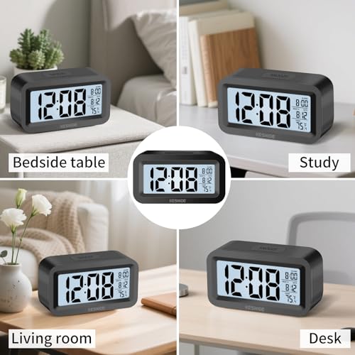 Image of Travel Digital Alarm Clock,Battery Operated with Backlight, Indoor Temperature, Desk Small Clock,Snooze Model,12 /24H Display for Bedrooms Heavy Sleepers Kids Travel Bathroom (Black)