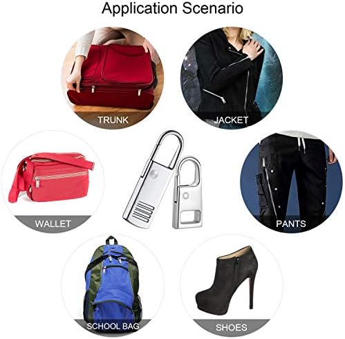 Zipper Pull Replacement, FENGWANGLI 8 Pieces Detachable Zipper Pull Tab Repair Kit for Luggage Clothing Jackets Backpacks Boots Purse Coat, 4 Colors(Silver, Black, Steel and Gold)