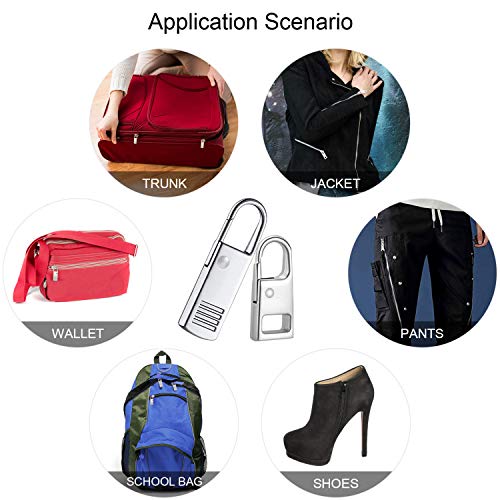 FENGWANGLI 8 Pieces Zipper Pull Replacement, Detachable Zipper Pulls Repair Kit for Clothing Jackets Backpacks Boots Purse Coat, 4 Colors(Silver, Gun Black, Steel and Golden)