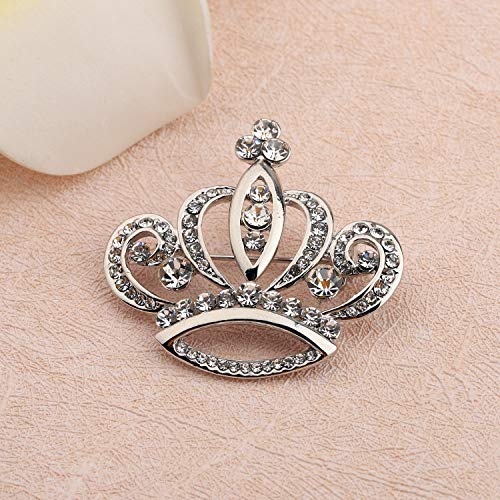 LQRI Crystal Rhinestone Princess Queen Crown Brooch Pin Tiara Crown Brooches Crown Tiara for Wedding Party/Banquet/Birthday4