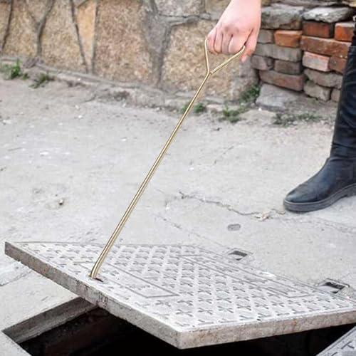 ZIMGOD Single Manhole Lifting Keys for Removing Covers, Yellow Portable Roller Shutters Pulling Tool, Sturdy Septic Tank Cover Drain Grate Lifter(90cm (35 3/8