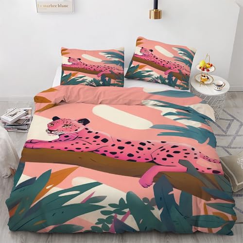Parure de lit 200x200 léopard en microfibre douce avec fermeture éclair pratique - 2