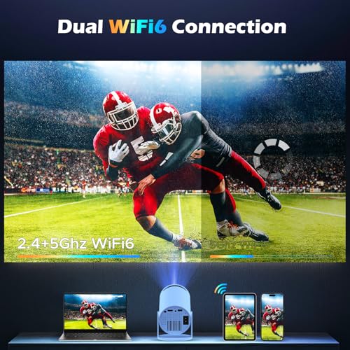 Image of Mini Projector with WiFi and Bluetooth, 4K Projector, 270 Rotatable Portable Projector for Bedroom, 130'' Display Smart Projector Home Theater Compatible with iPhone /TV Stick /HDMI /USB /Laptop
