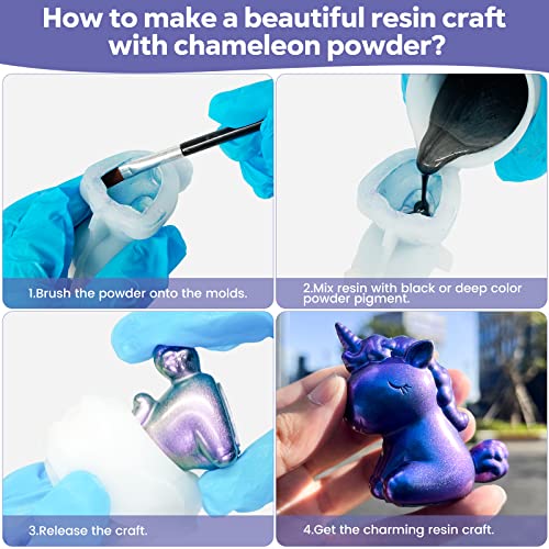Cheapart CHAMELEON POWDER-001 Mica Powder 4 Colors Shift Pigment Powder Shimmer Holographic Mica Powder Chrome Epoxy Resin Tumbler Nail Art Polymer Clay Slime Makeup Acrylic Paint thumb #4