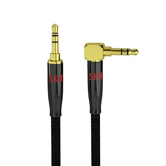 SKW Aux Cable for CarHi-Fi Sound,3.5 mm Stereo Audio Cable, 1/8 90 Degree Headphone Jack Cord for Home Stereo, iPhone, iPod, IPad, Echo Dot, Sony & More 1.6ft0.5m