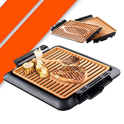 Bonplus BP | Parrilla Eléctrica Sin Humo | Copper Grill Smokeless | 2 Bandejas | Fácil limpieza |...