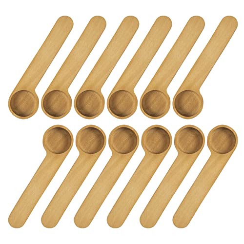 KVMORZE Wood Coffee Scoop with Bag Clip (12-Pack)