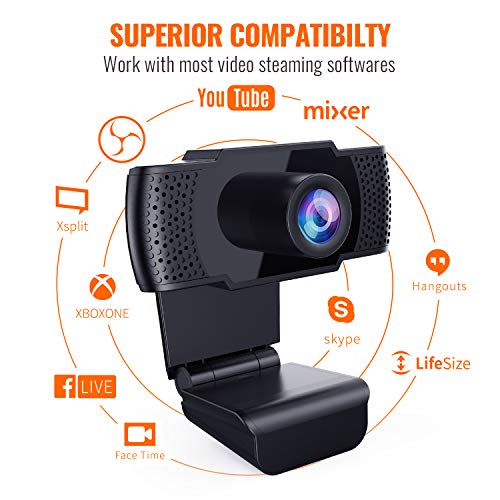 Webcam with Microphone - Full 1080P HD PC Webcam Portable Compatible with Most of Device & App, Plug and Play Webcam for Online Class Online Conferencing Streaming Laptop Desktop USB 2.0 Web Camera - Thumbnail 4