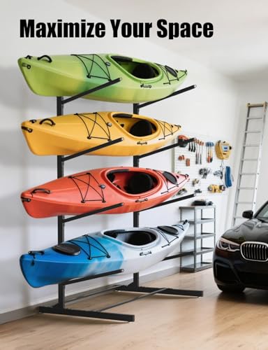 sogiv Freestanding Kayak Storage Rack, Metal Kayak Racks, Heavy Duty Kayak Holder, Freestanding Kayak Stand, Canoe Rack for Garage & Outdoor Storage, for Kayaks, Canoes, Surfboard & Paddleboard - image 3