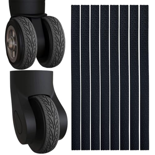 Luggage Wheel Covers Luggage Wheel Protector 8 Pcs Silent Noise Reduction Shock Absorbing Caster Cover for Carry-on Luggage with Wheels (Black)