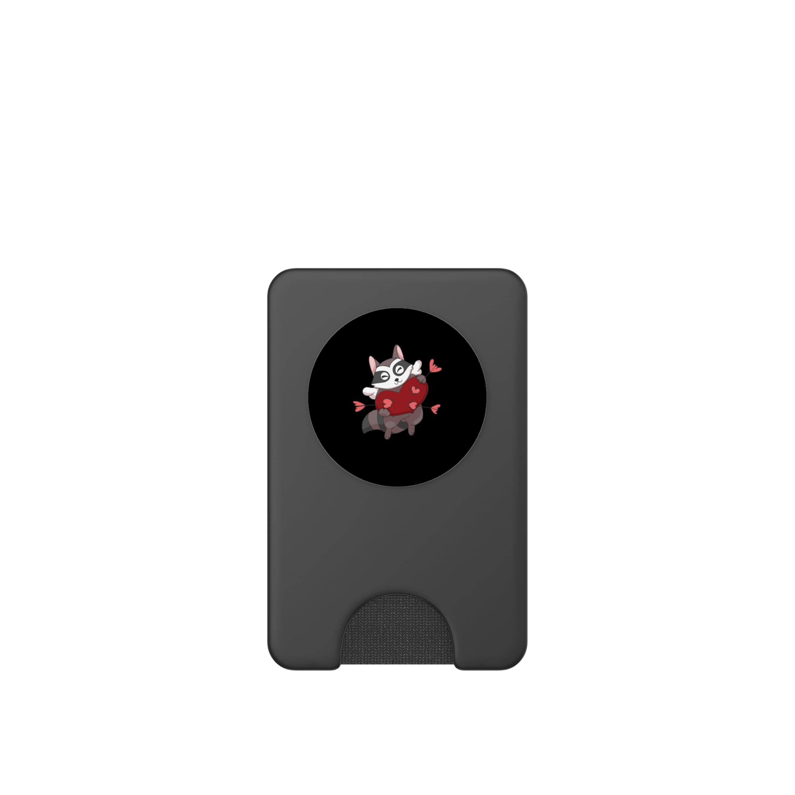 Raccoon Valentine Trash Panda Cupid Heart Valentines Day PopSockets PopWallet for MagSafe, Black - Image 2