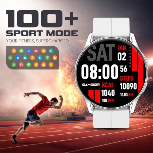 Image of GameSir Evo Vista Smartwatch, 1.39 inch HD Round Display, Bluetooth Calling, Heart Rate & SPO₂, 100+ Sports Modes, IP67, Long Battery Life for Men & Women (Magnatic White)