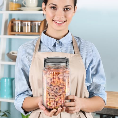 Image of MILTON Olive 2000 Airtight Food Grade Modular Plastic Container | BPA Free, Stackable & Transparent | Wide Mouth with See-Through Lid | Ideal for Cereals, Pulses, Spices, Set of 2, 2000 ml each, Grey