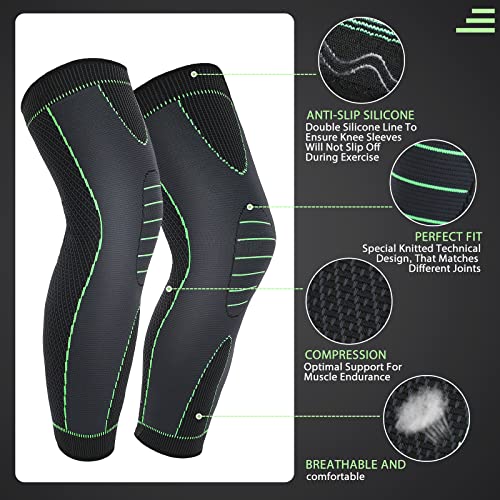 6 Pcs Long Compression Leg Sleeves Full Leg Sleeves Full Compression Knee Sleeves Knee Braces Knee Support For Men Women Arthritis Joint Pain Relief Reduce Varicose Veins And Swelling Cycling Sport #TOP2