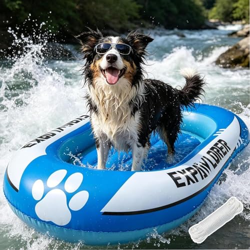 EXPAWLORER Inflatable Dog Pool Float Raft with Handle & Rope 59"x35" by EXPAWLORER - Used condition - Image 2