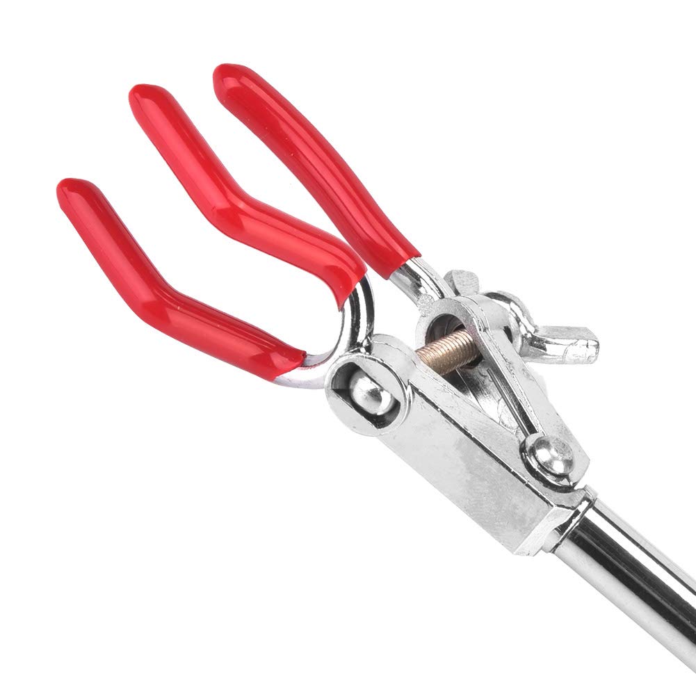 3 Finger Lab Clamp, Zinc Alloy Three jaw Clamp for Retort Stand, Electroplated Condenser Holder for Laboratory Flask (Small)