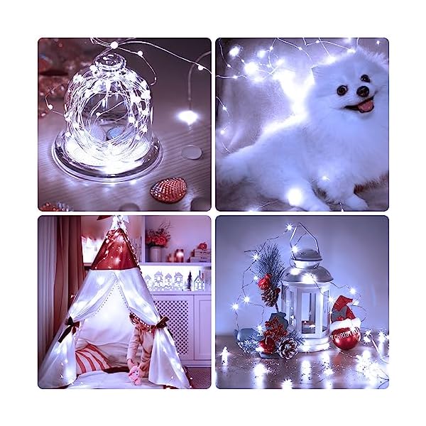 Echosari silver wire string lights fairy string lights led string lights for christmas wedding party home holiday decoration - image 6