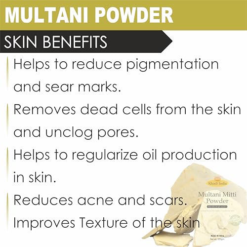 Image of Khadi 100% Pure & Organic Multani Mitti Powder - Natural Clay for Deep Cleansing, Oil Control & Glowing Skin - Face & Hair Pack - 350g