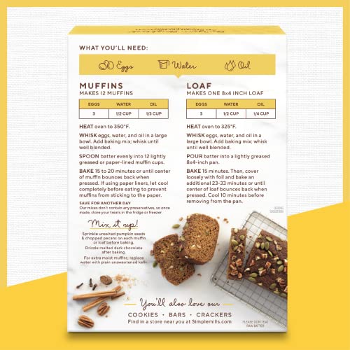 Image of Simple Mills Almond Flour Baking Mix, Pumpkin Muffin & Bread Mix, Gluten Free, Plant Based, Paleo Friendly, 9 Ounce (Pack of 6)